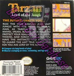 Tarzan Lord of the Jungle USA-1 Back of the box