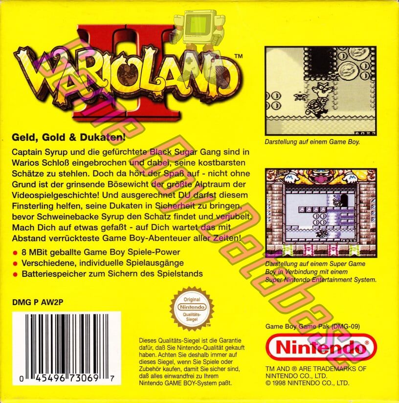 Wario Land II NNOE Back of the box