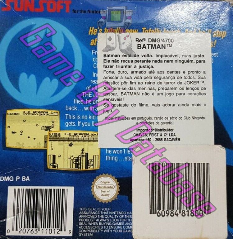 Batman the Video Game GPS Back of the box