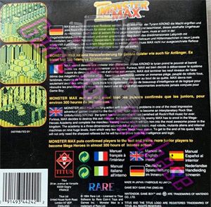 Monster Max EUR-1 Back of the box