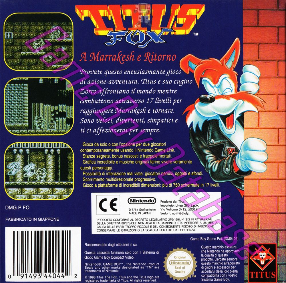 Titus the Fox ITA Back of the box