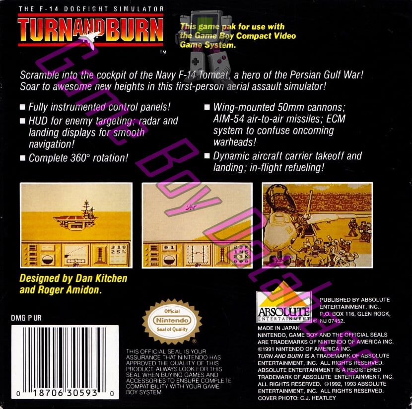 Turn and Burn (the F-14 Dogfight Simulator) USA-1 Back of the box