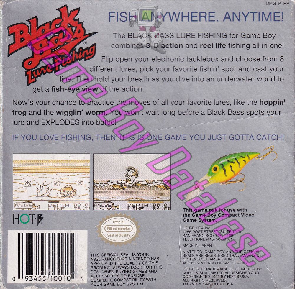 Black Bass Lure Fishing USA Back of the box