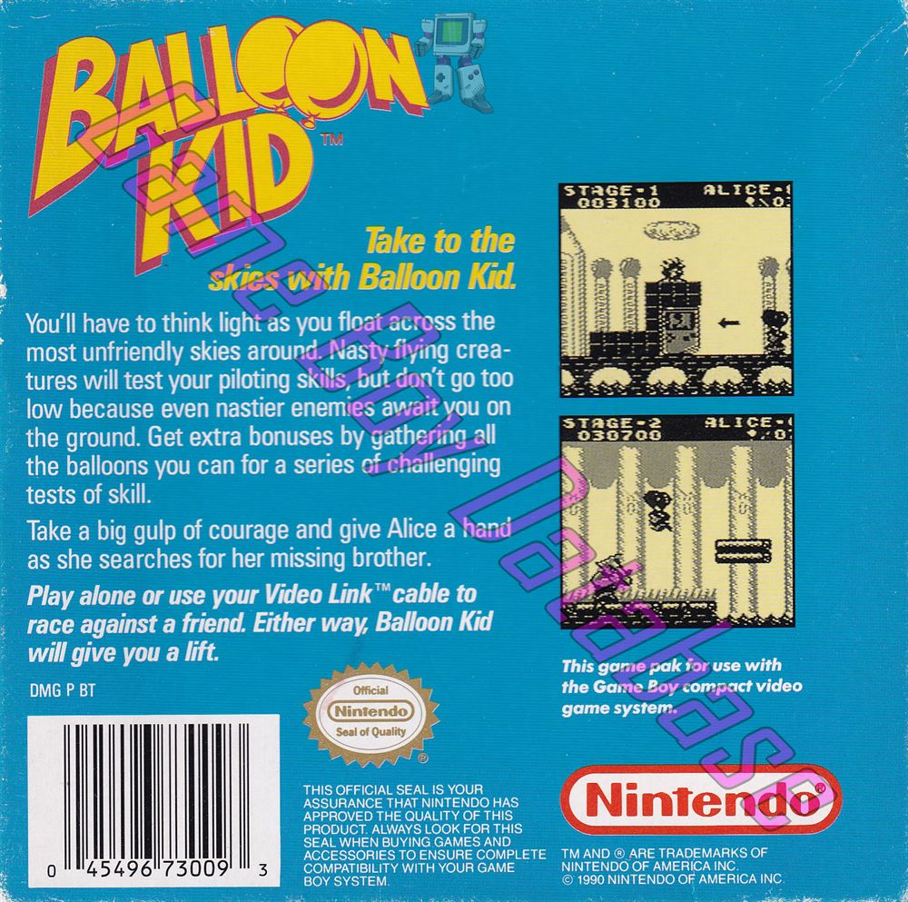 Balloon Kid USA Back of the box