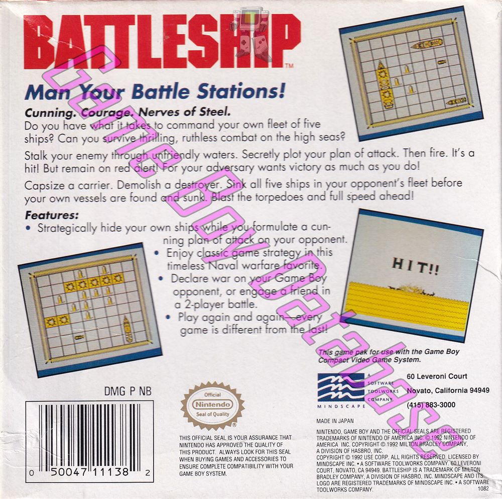 Battleship USA Back of the box