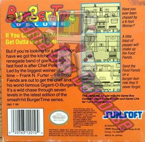 Burgertime Deluxe USA-1 Back of the box