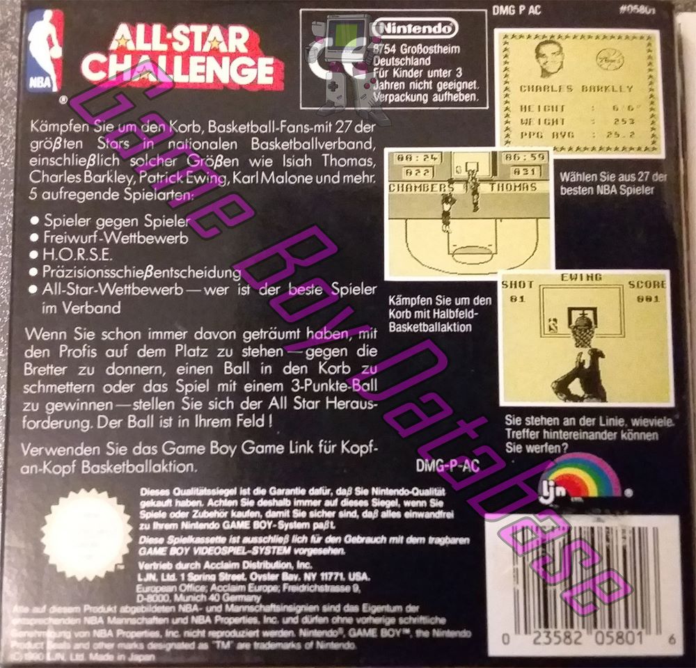 NBA All-Star Challenge NOE Back of the box