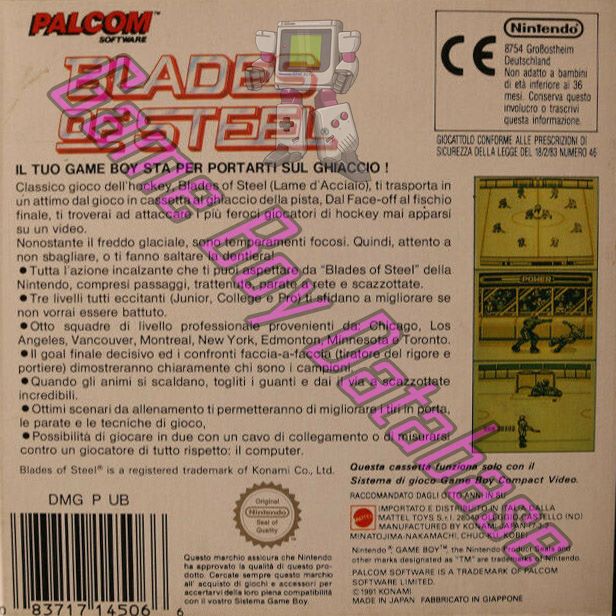 Blades of Steel ITA Back of the box