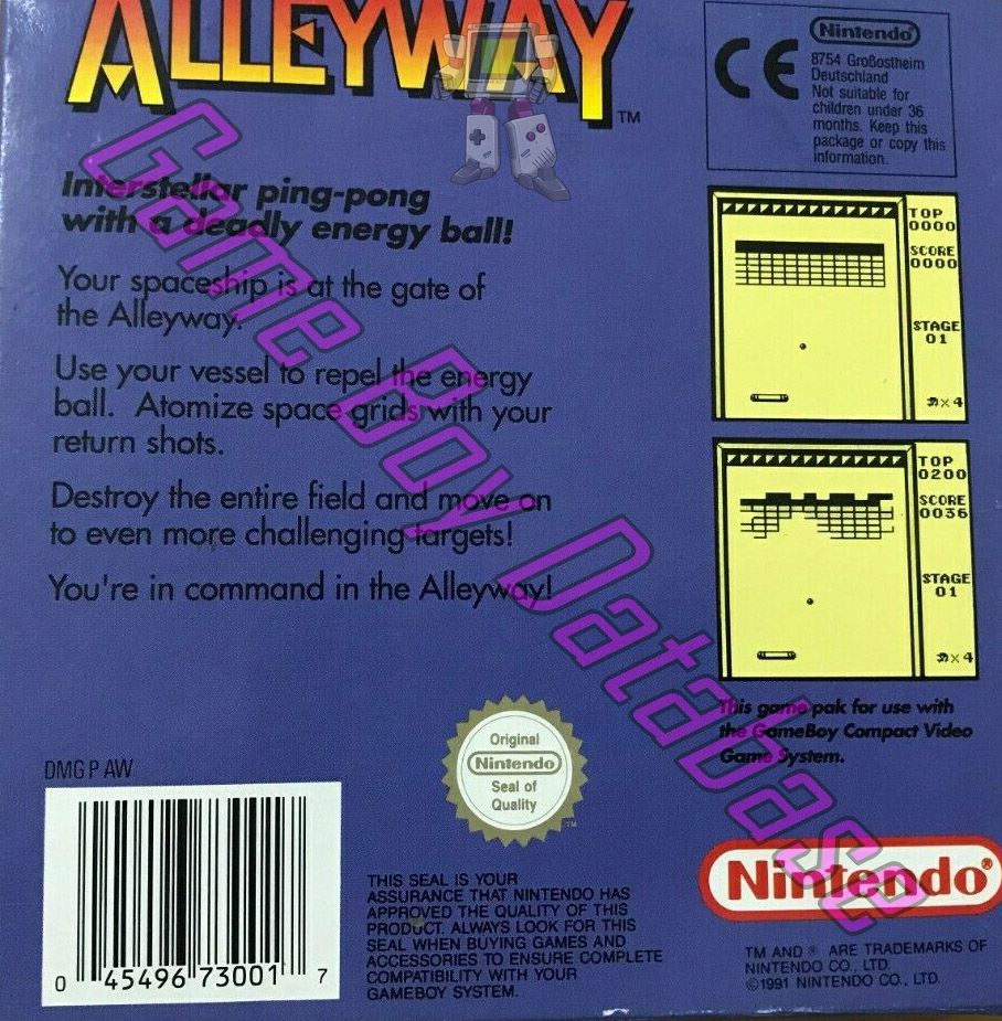 Alleyway GPS Back of the box