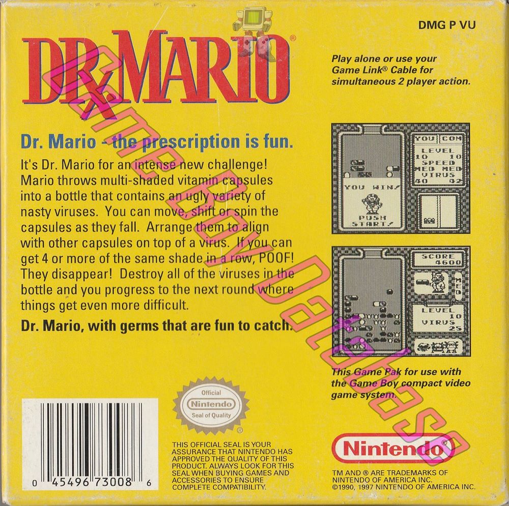 Dr. Mario USA-3 Back of the box