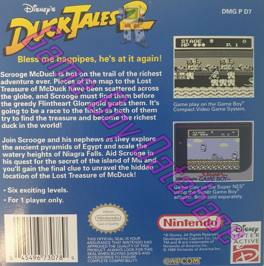 Duck Tales 2 (Disney's) USA-1 Back of the box