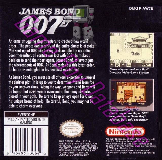 James Bond 007 USA-1 Back of the box