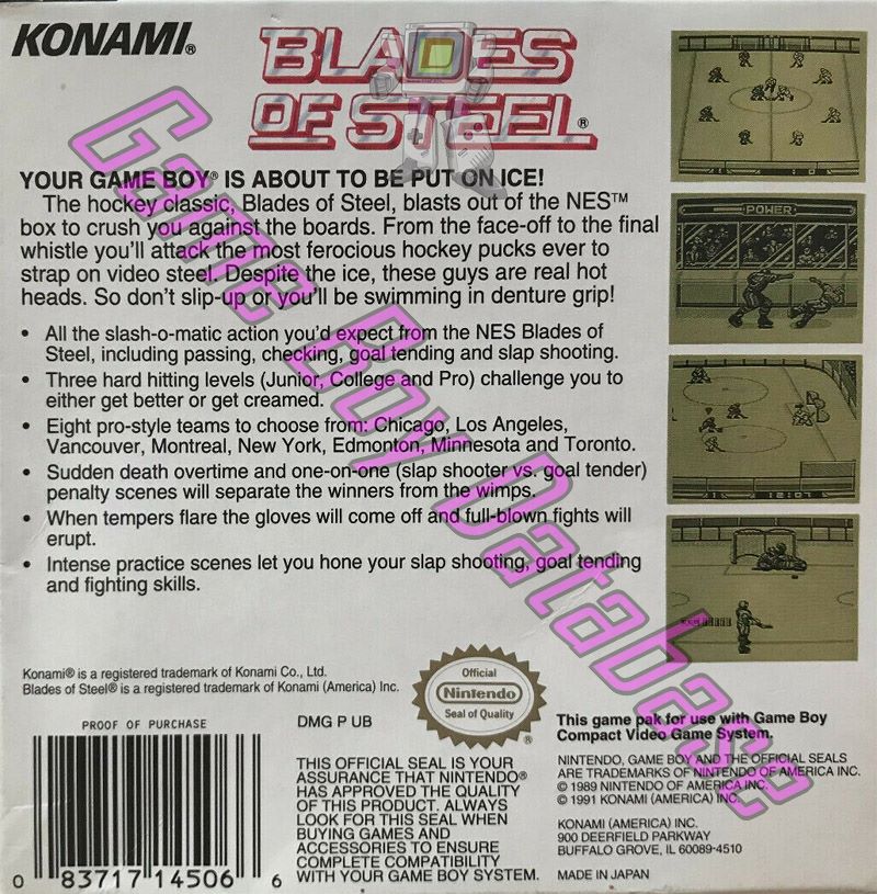 Blades of Steel USA-2 Back of the box