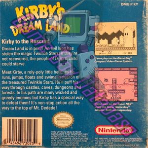 Kirby's Dream Land USA-2 Back of the box