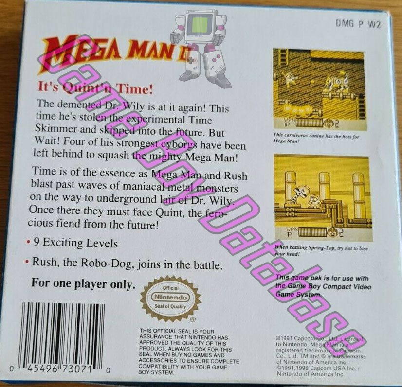 Mega Man II USA-1 Back of the box