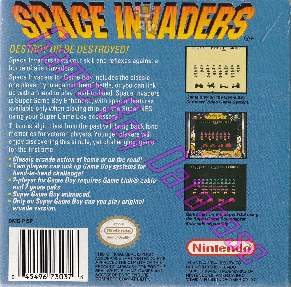 Space Invaders USA-2 Back of the box