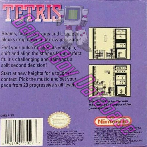 Tetris USA-1 Back of the box