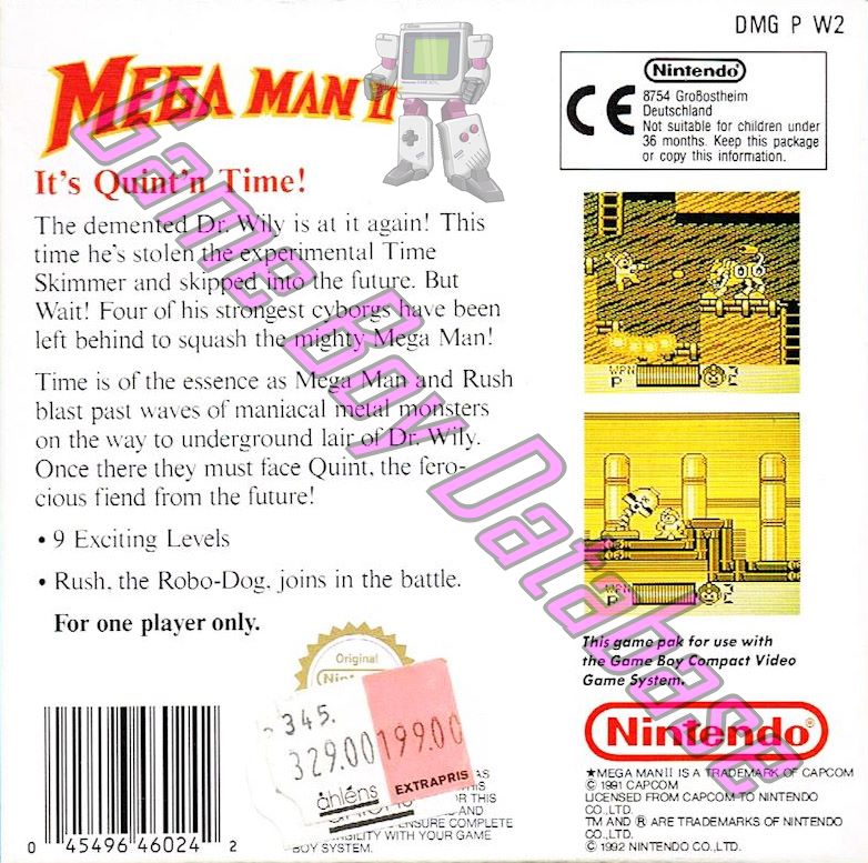 Mega Man II SCN Back of the box