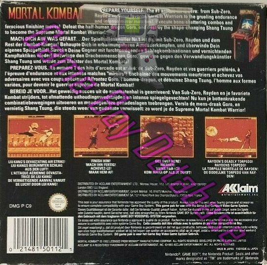 Mortal Kombat NOE-3 Back of the box