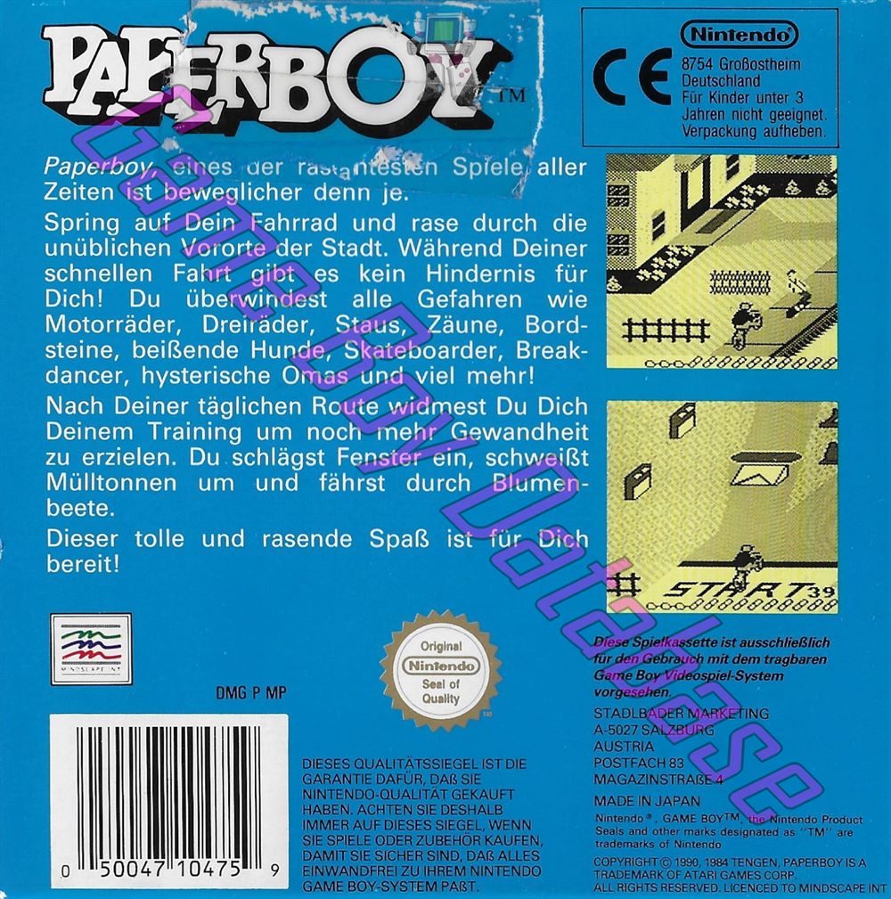 Paperboy FRG Back of the box