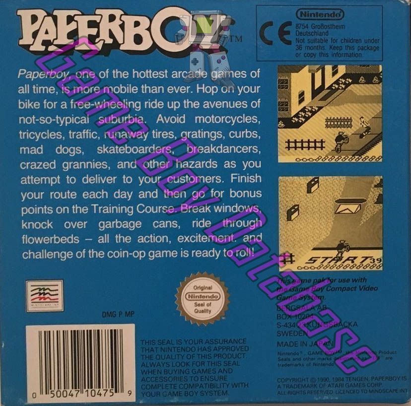 Paperboy SCN Back of the box