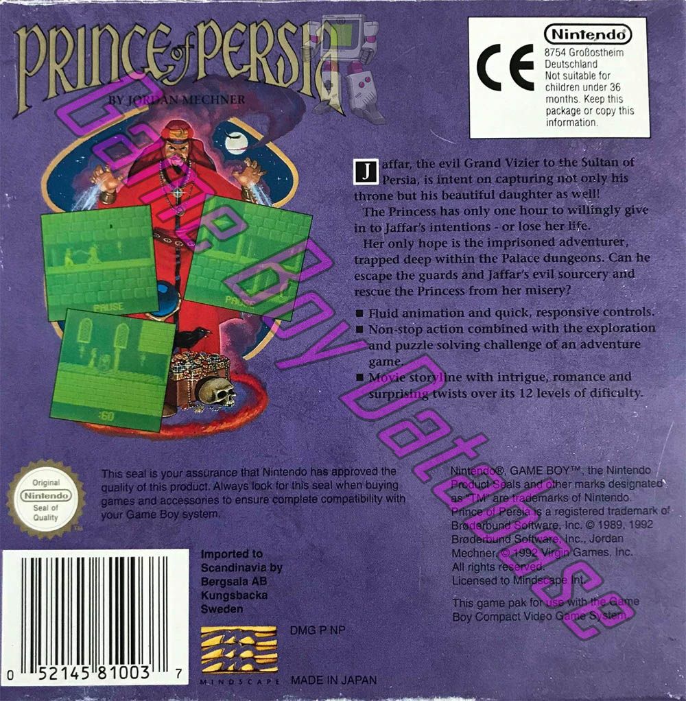 Prince of Persia SCN Back of the box