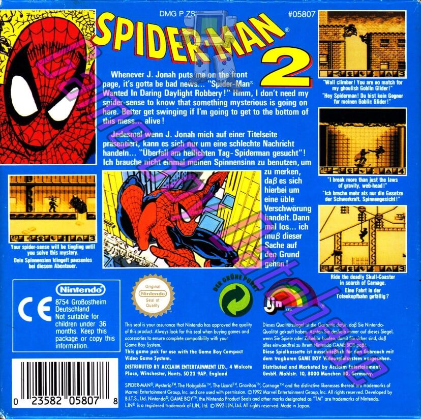 Spider-Man 2 NOE-1 Back of the box