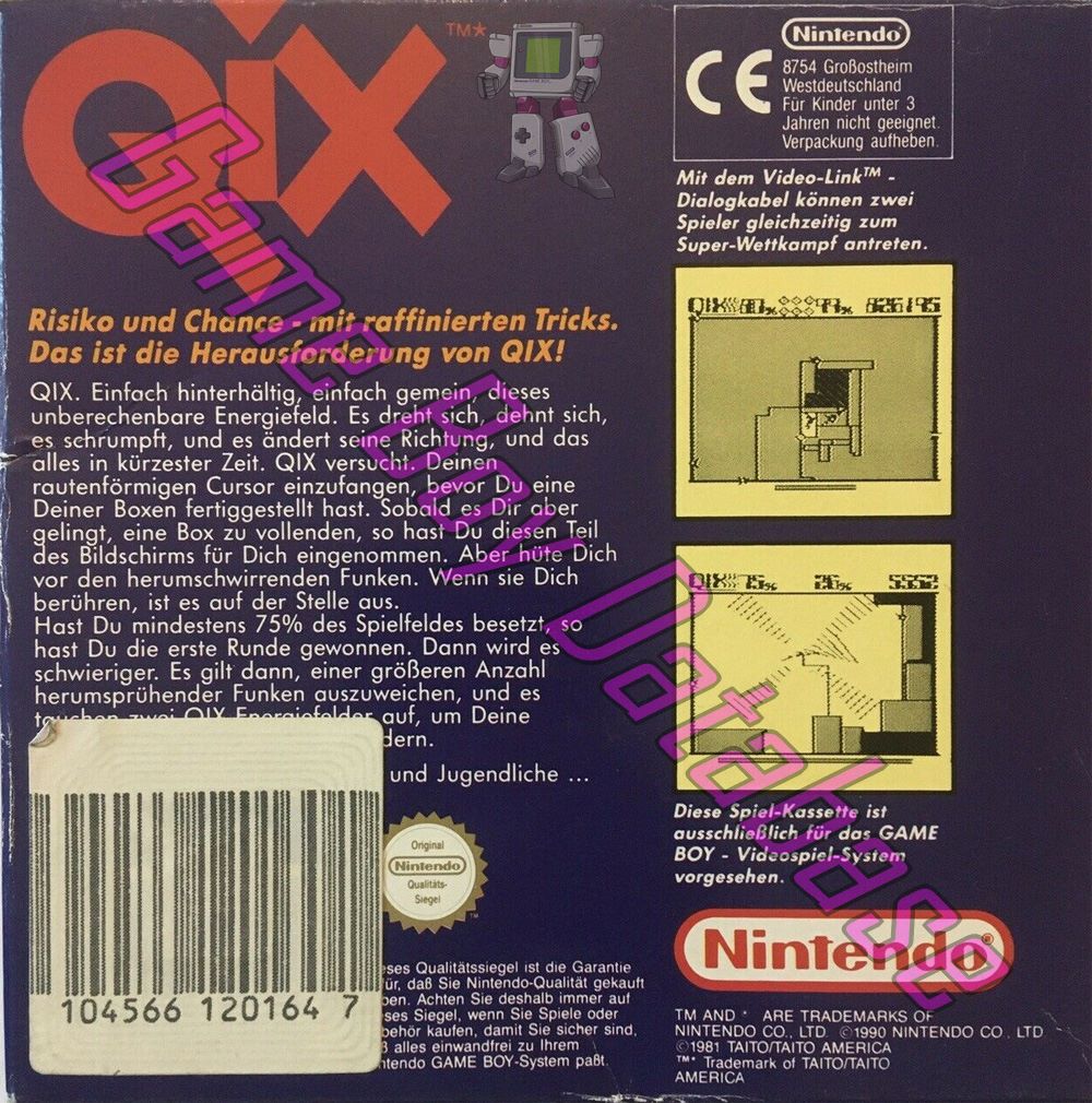 Qix NOE Back of the box