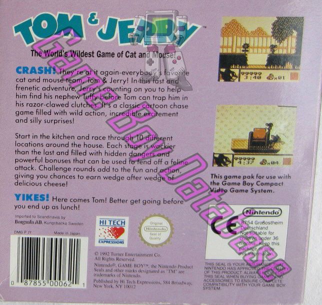 Tom & Jerry SCN Back of the box