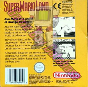 Super Mario Land UKV Back of the box