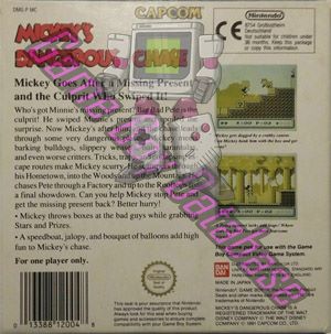 Mickey's Dangerous Chase UKV Back of the box