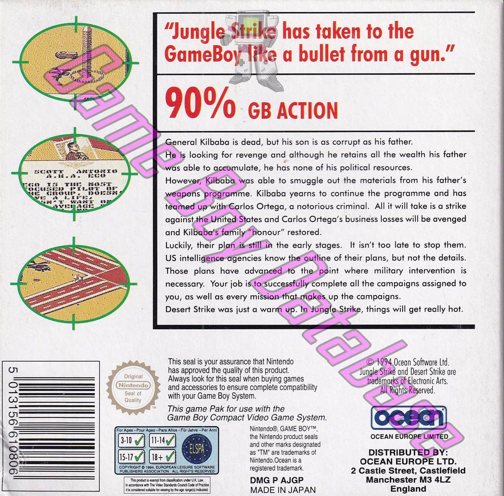 Jungle Strike UKV-1 Back of the box