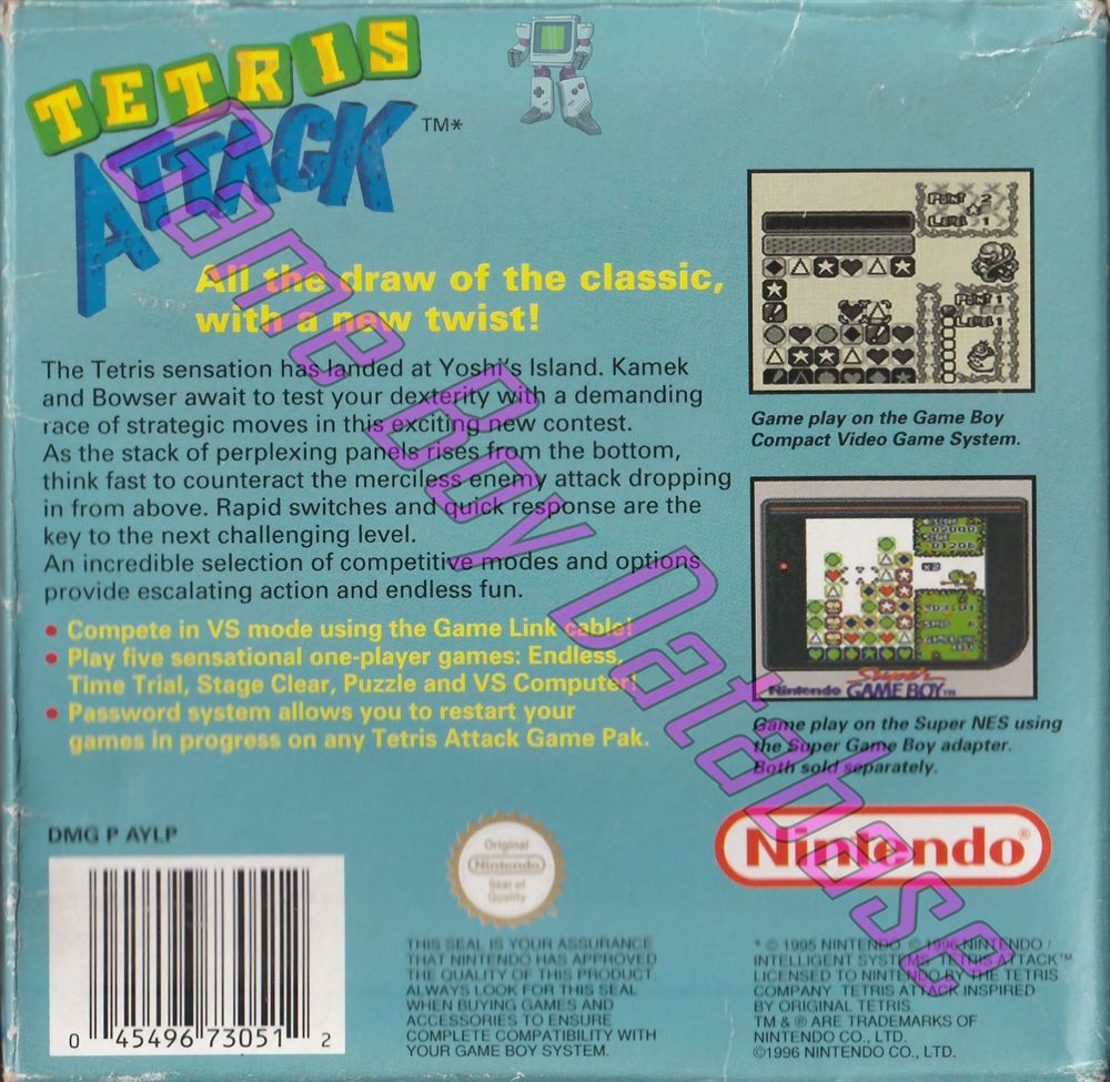 Tetris Attack AUS Back of the box