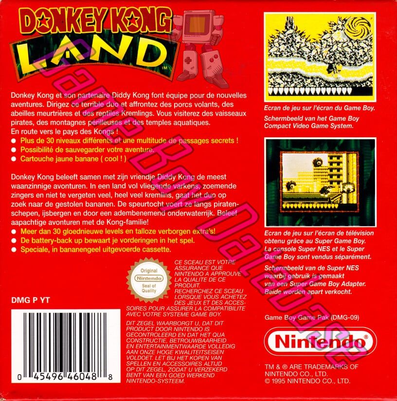 Donkey Kong Land NFAH Back of the box