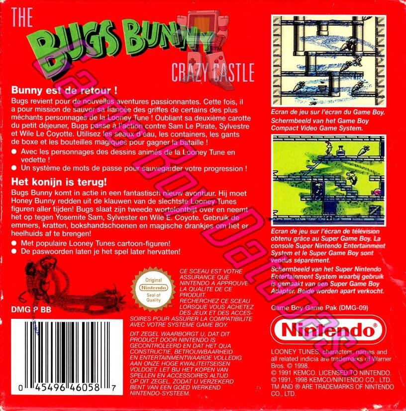 Bugs Bunny the Crazy Castle NFAH Back of the box