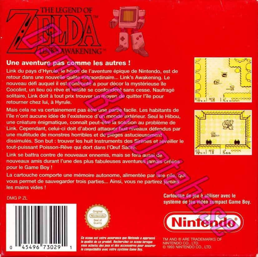 Legend of Zelda Link's Awakening (the) FRA Back of the box