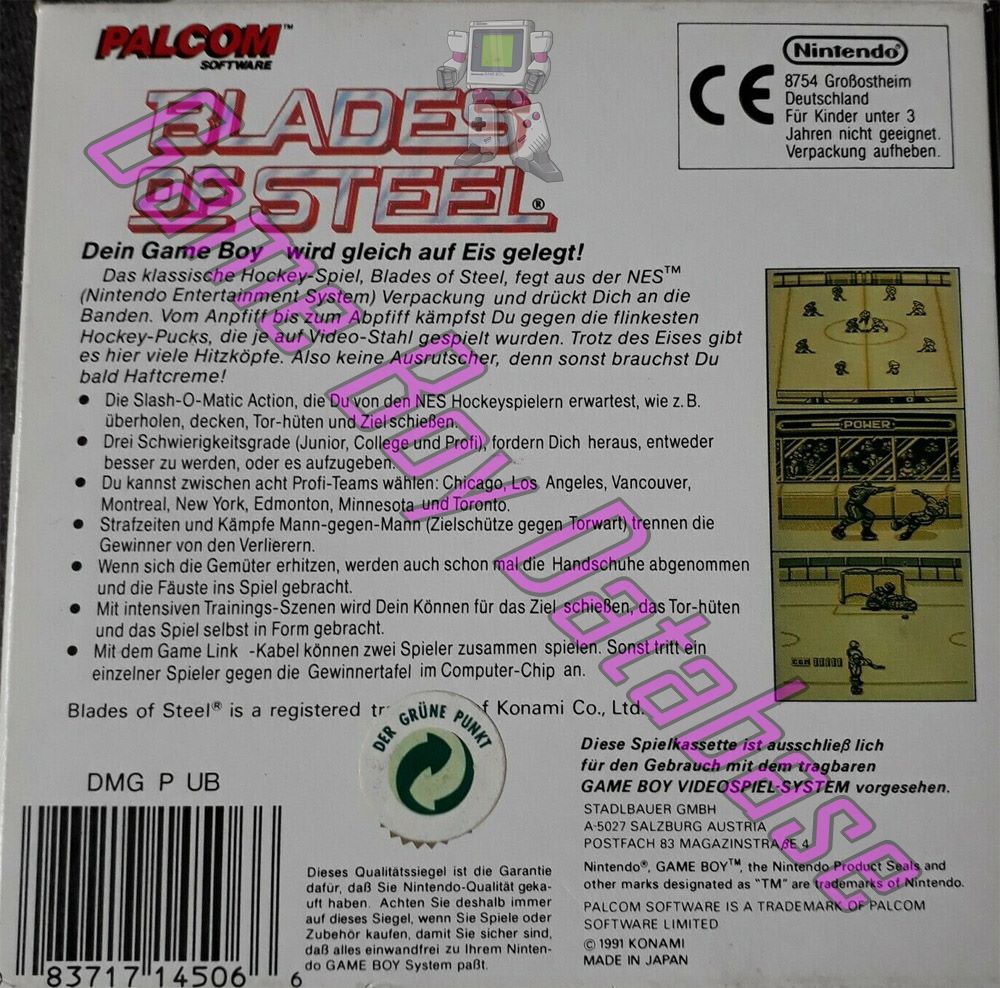 Blades of Steel NOE Back of the box