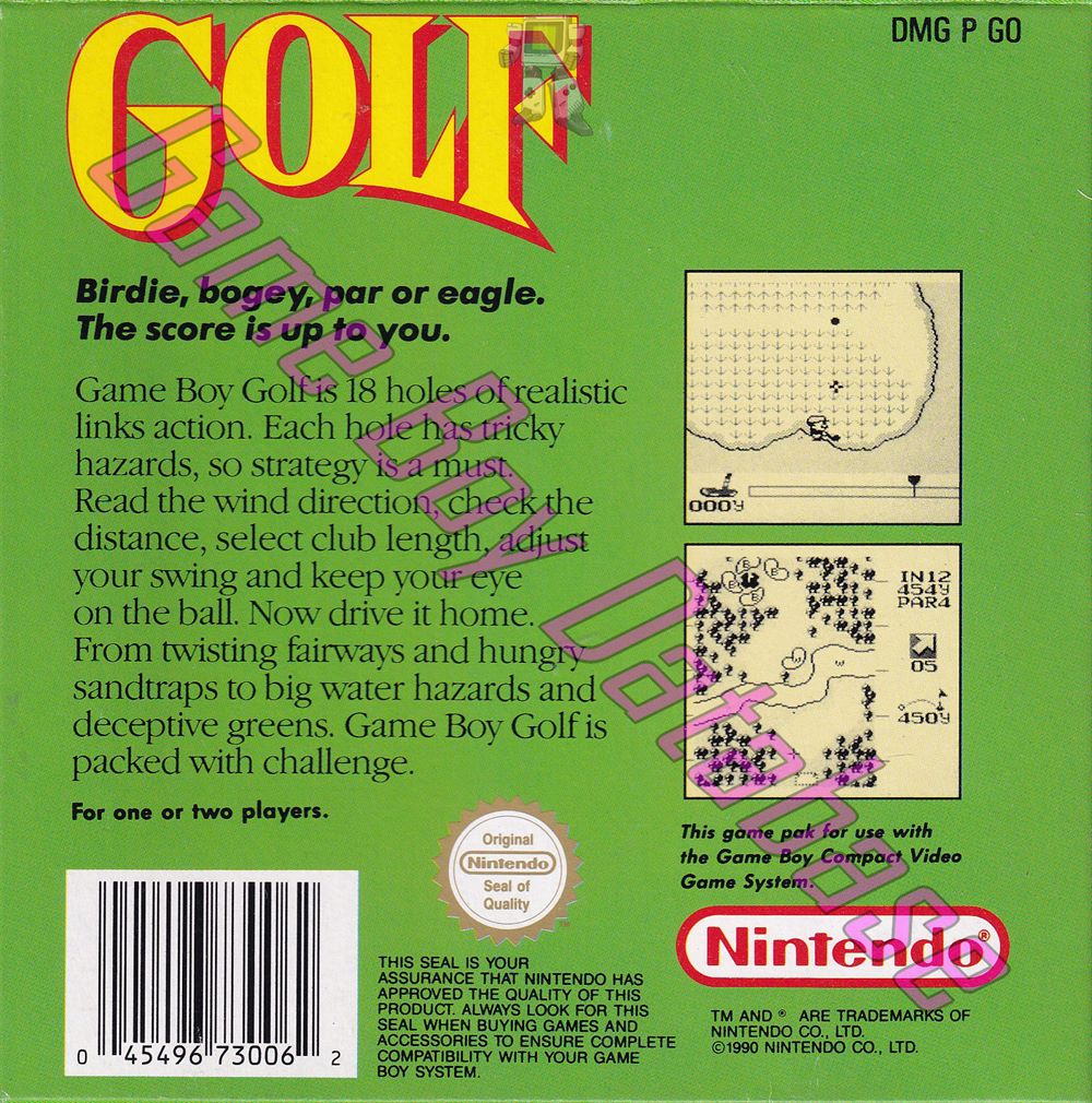 Golf AUS Back of the box