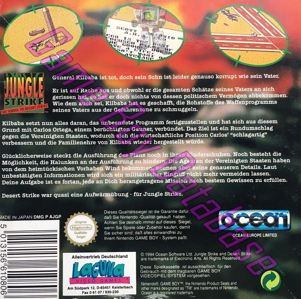 Jungle Strike NOE Back of the box