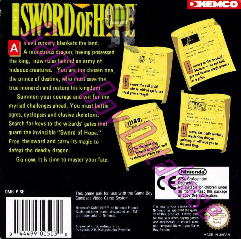 Sword of Hope (the) SCN Back of the box