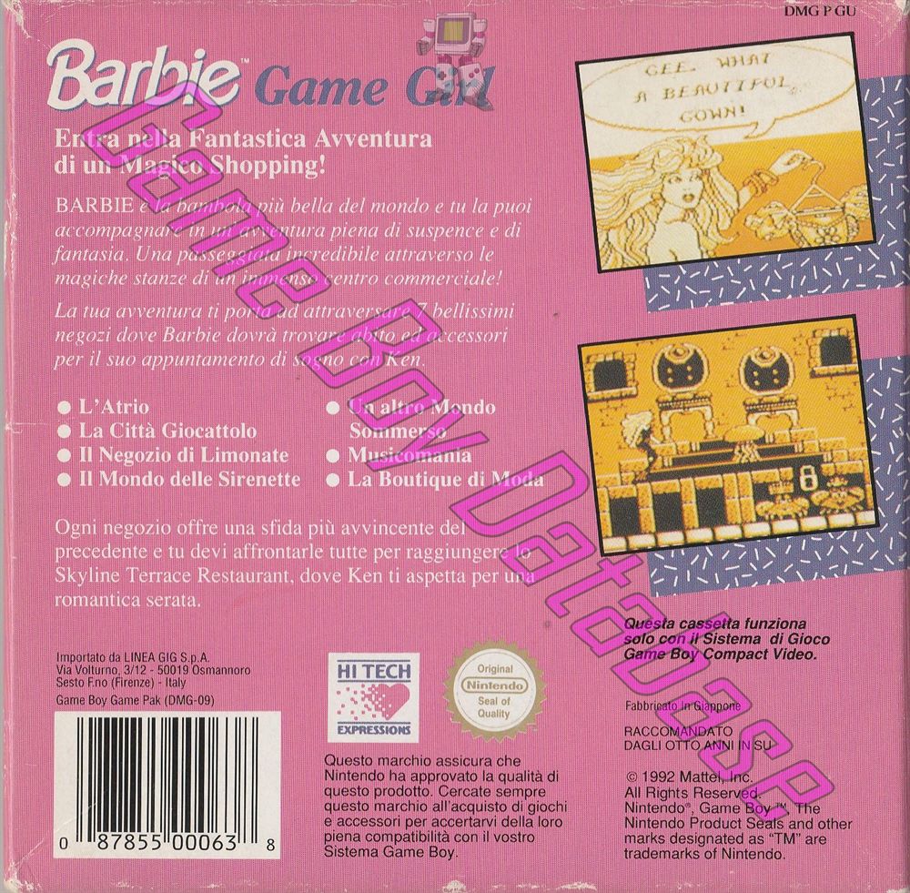 Barbie Game Girl ITA Back of the box