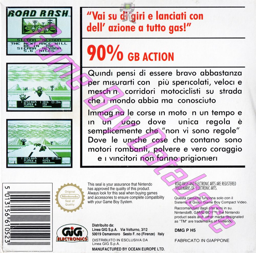 Road Rash ITA-1 Back of the box