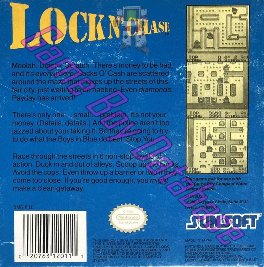 Lock N' Chase USA-1 Back of the box