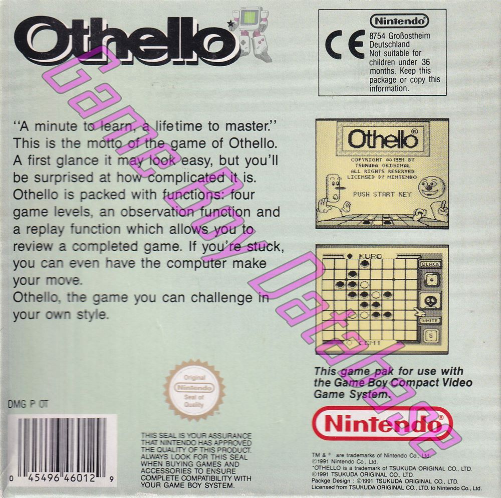 Othello UKV Back of the box