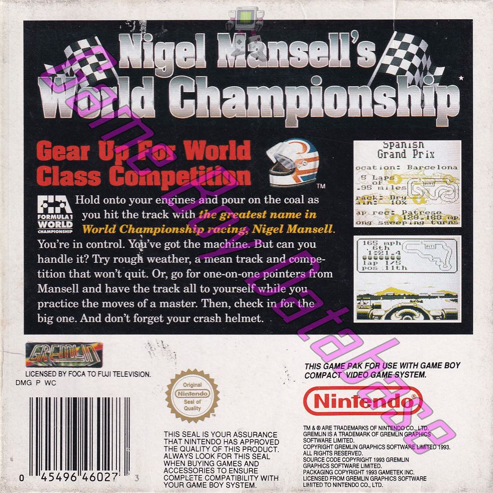 Nigel Mansell’s World Championship UKV Back of the box