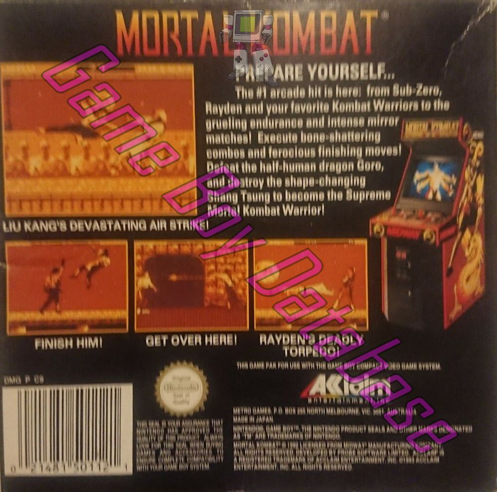 Mortal Kombat AUS Back of the box