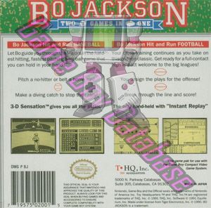 Bo Jackson Two Games in One USA Back of the box