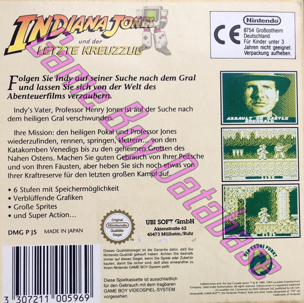 Indy Indiana Jones und der Letzte Kreuzzug NOE Back of the box