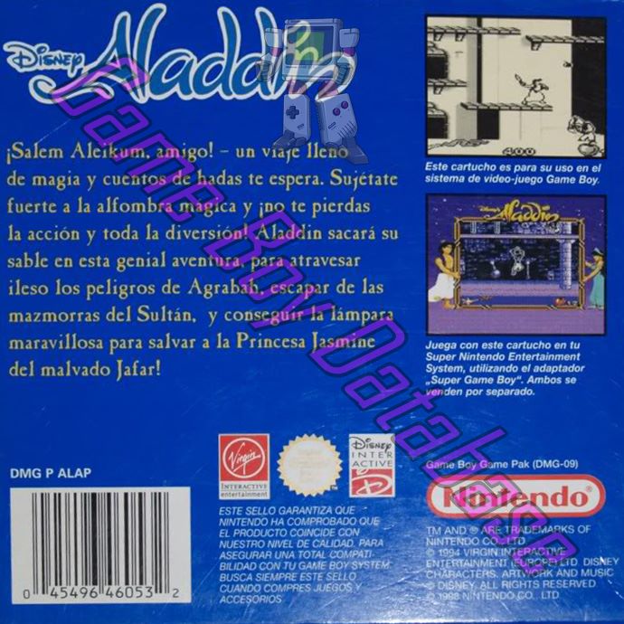 Aladdin (Disney's) NESP Back of the box