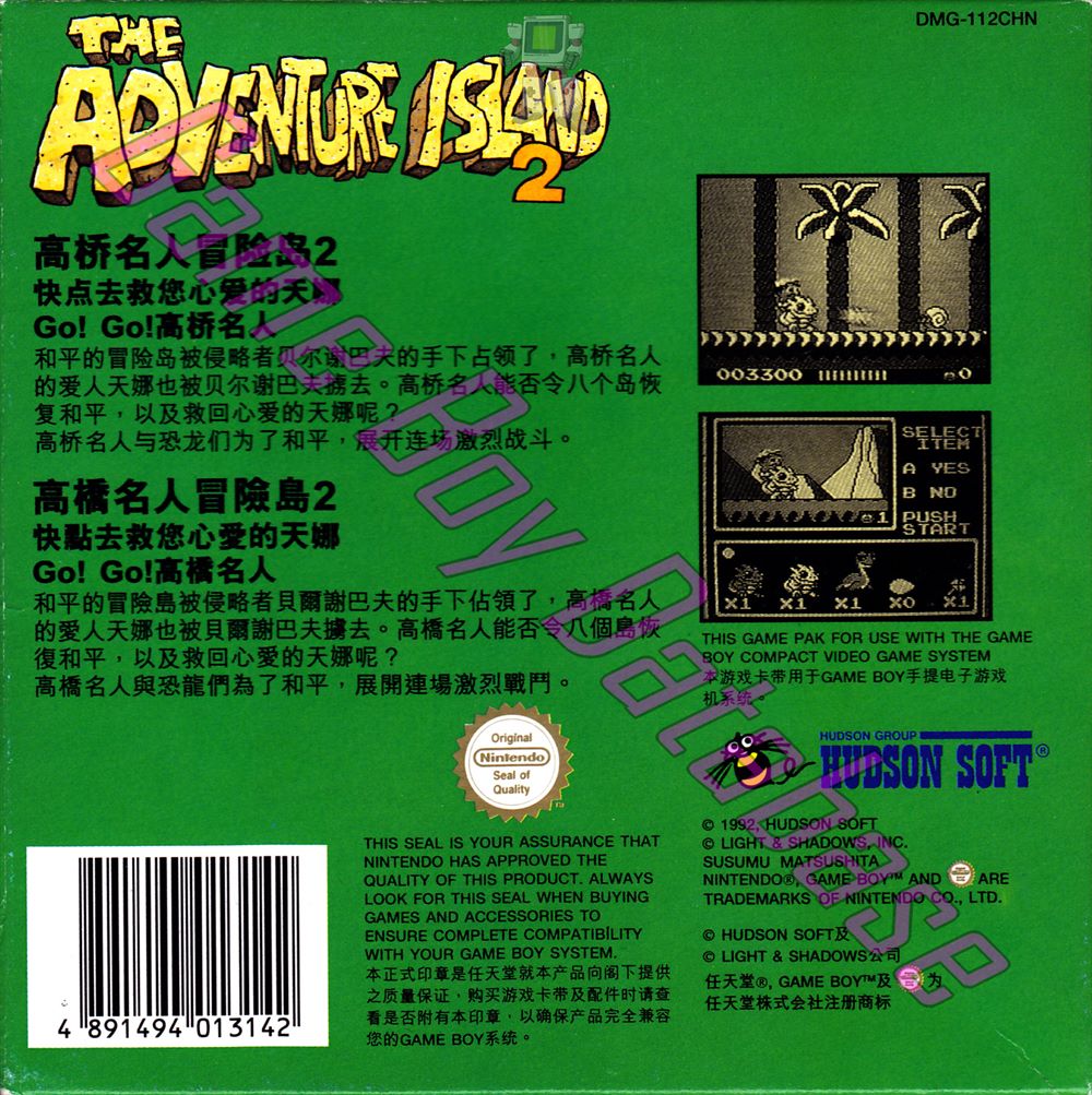 Adventure Island 2 CHN Back of the box